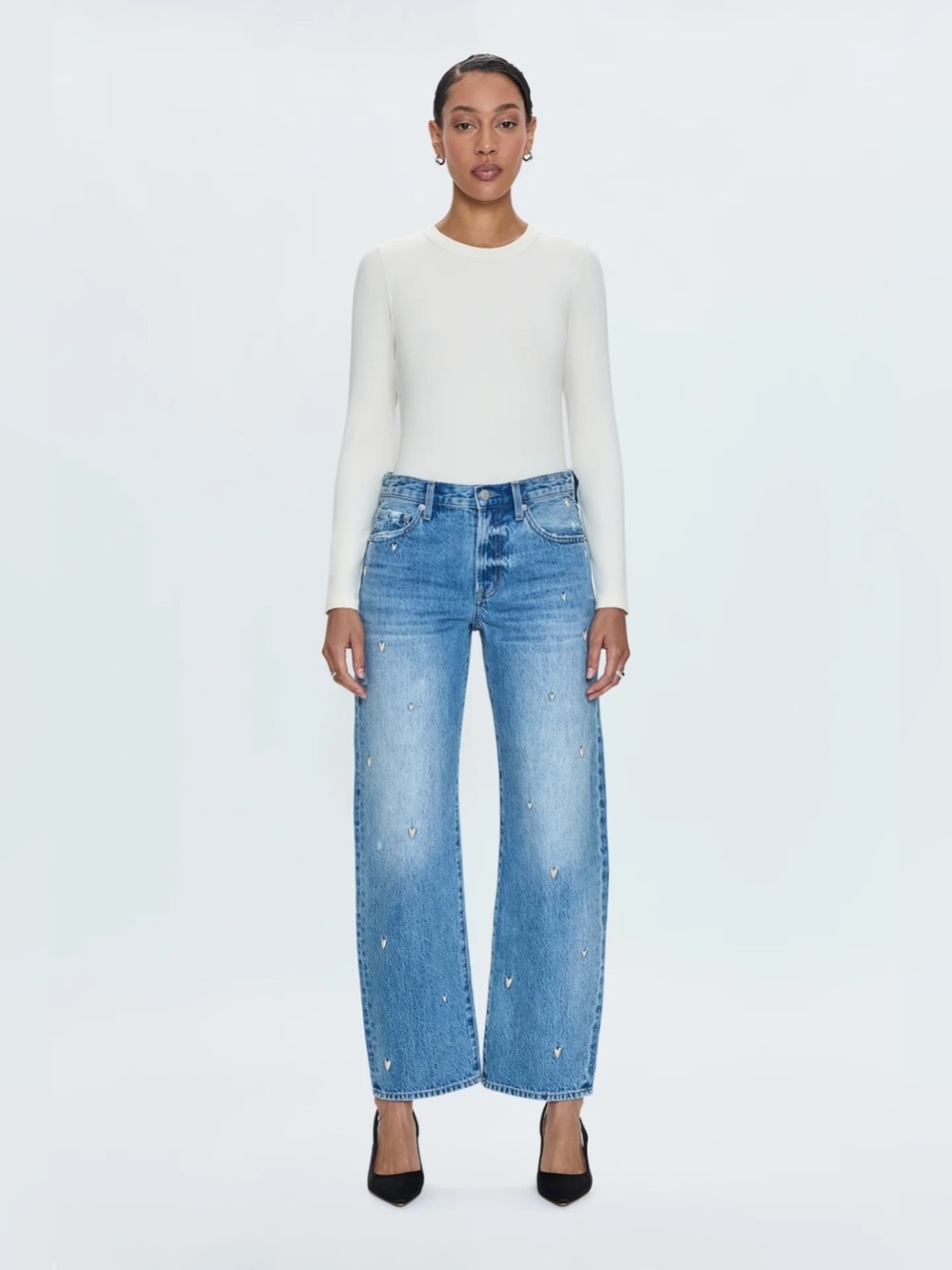 PISTOLA LEXI MID RISE BOWED STRAIGHT JEAN - CONFETTI VINTAGE